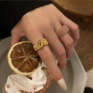 🍏50% OFF/3+...Open Tinfoil Irregular Ring (Gold tone)